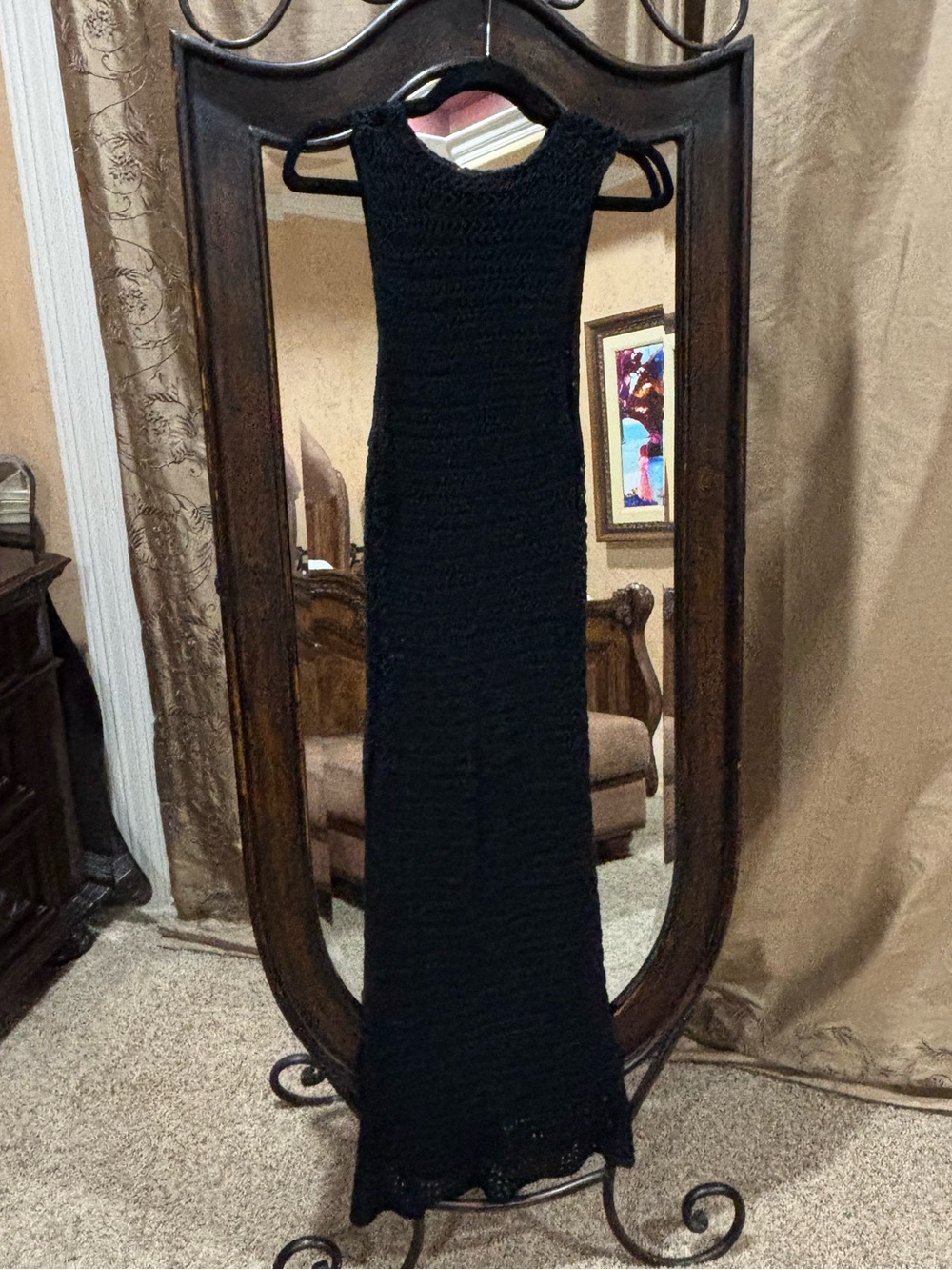Sleeveless Black Knit Swim Coverup